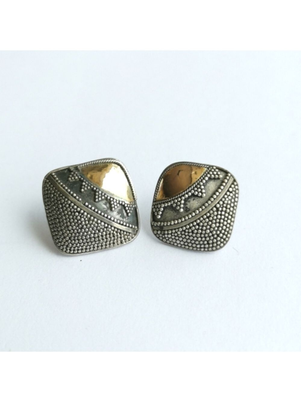 Vintage 90's sterling silver Two Tone Balinese earrings